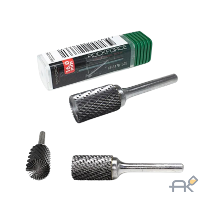 Шарошка цилиндрическая по металлу с торцевой раб. поверхностью(216 16мм.216 хвостовика 6мм).в пластиковом футляре (RF-617B1625)